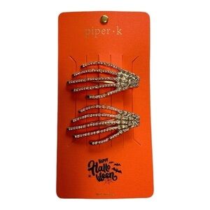 Rhinestone Skeleton Hand Hair Clips - NWT